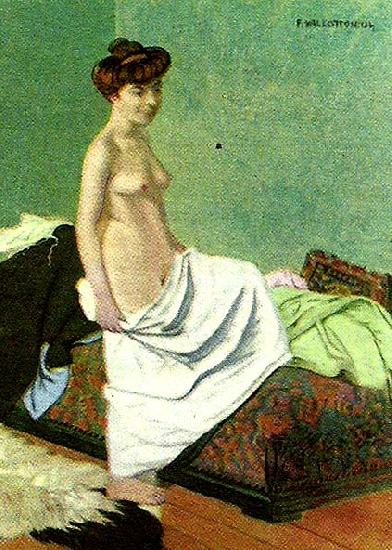 Felix  Vallotton naken kvinna som haller sitt nattlinne china oil painting image